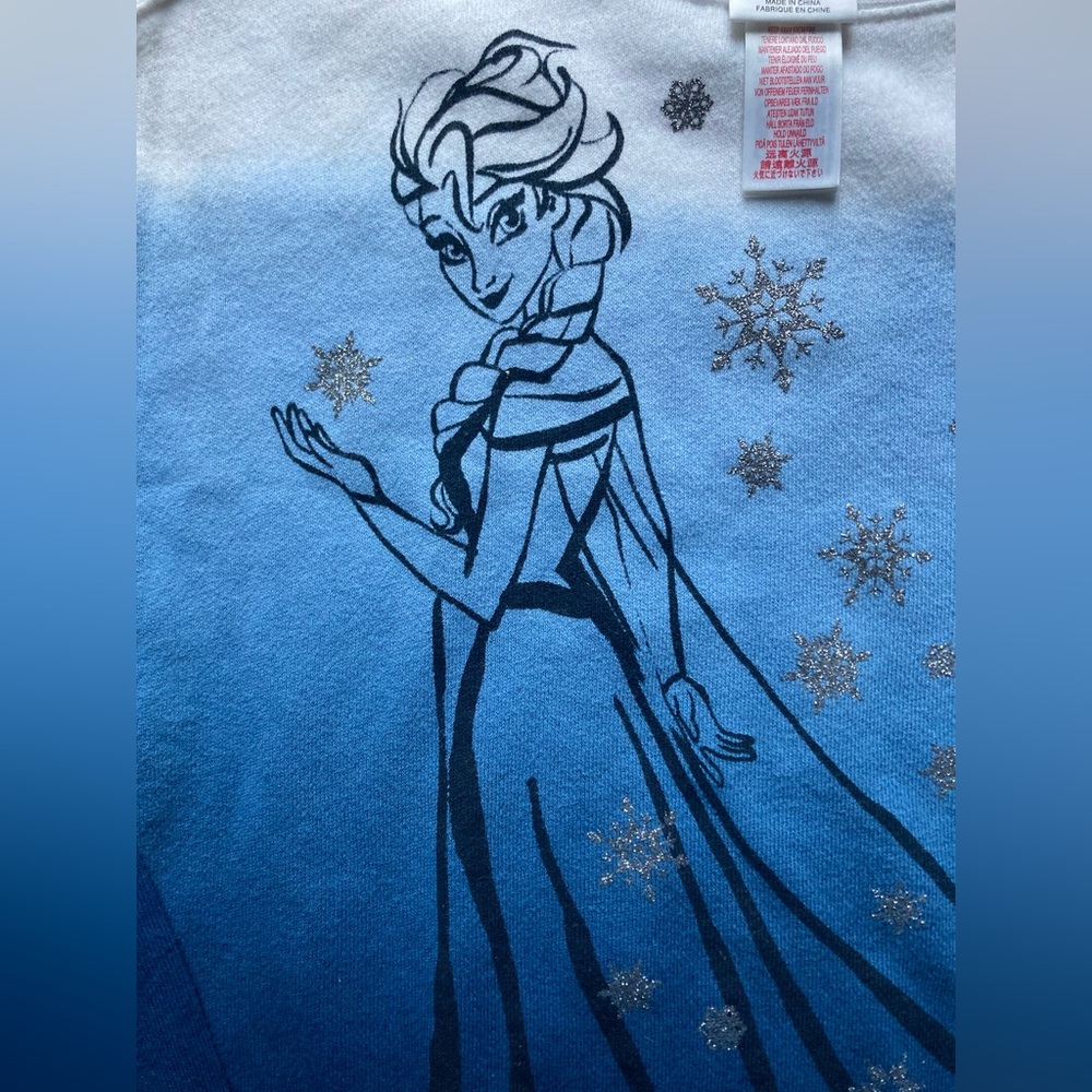 Disney Store Disney Frozen Princess Elsa Sweatshirt White & Blues NWT Sz Medium - Picture 6 of 10